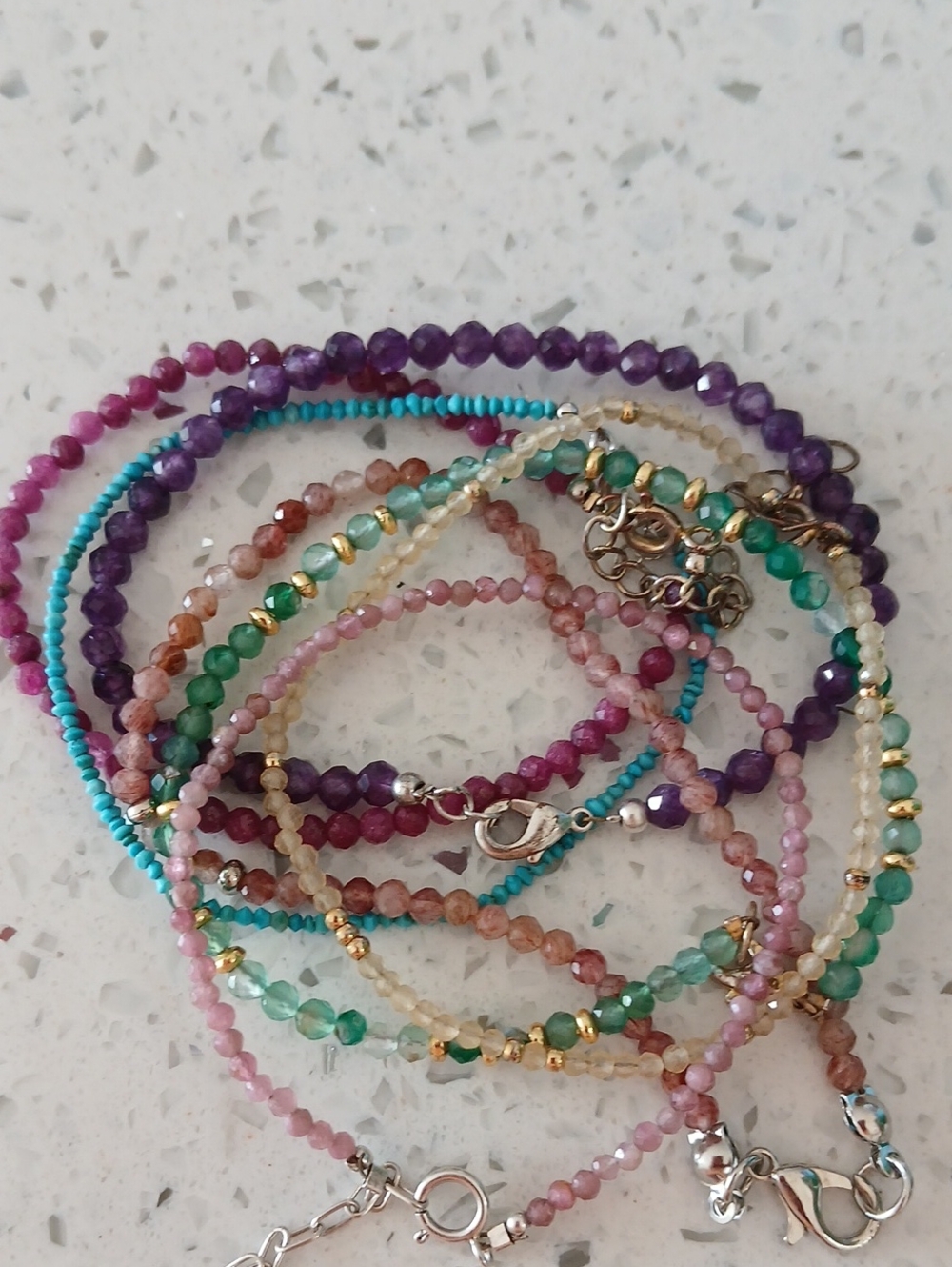 Multi-Color Natural Stone Beaded Women's Bracelets Stack